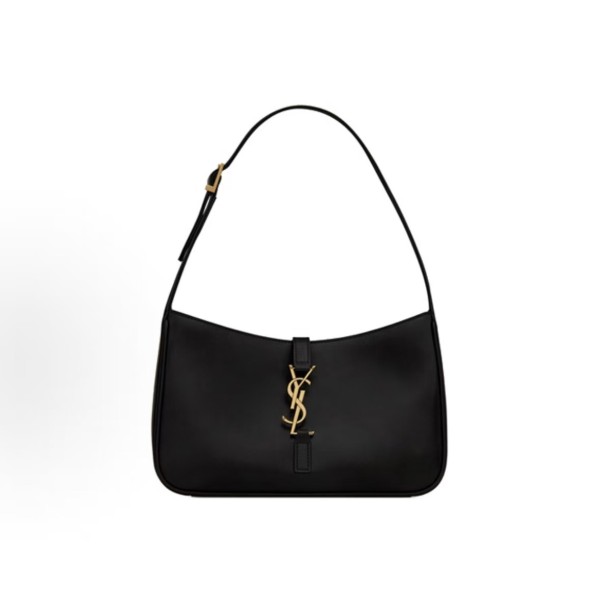SAINT LAURENT YSL LE5A7 Gold Logo underarm bag, wandering bag, hand bag, shoulder bag, small size for women, black